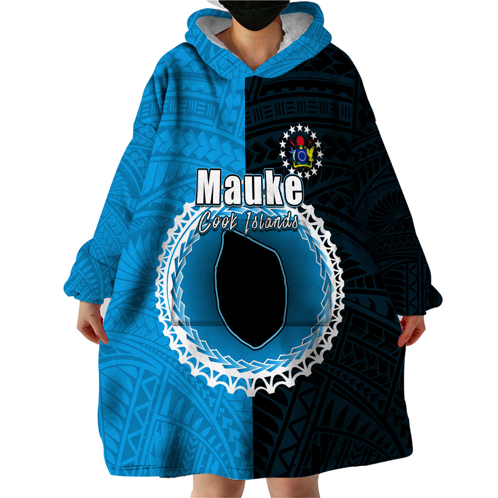 Custom Mauke Of Cook Islands Wearable Blanket Hoodie Mix Half Black LT6 - Wonder Print Shop