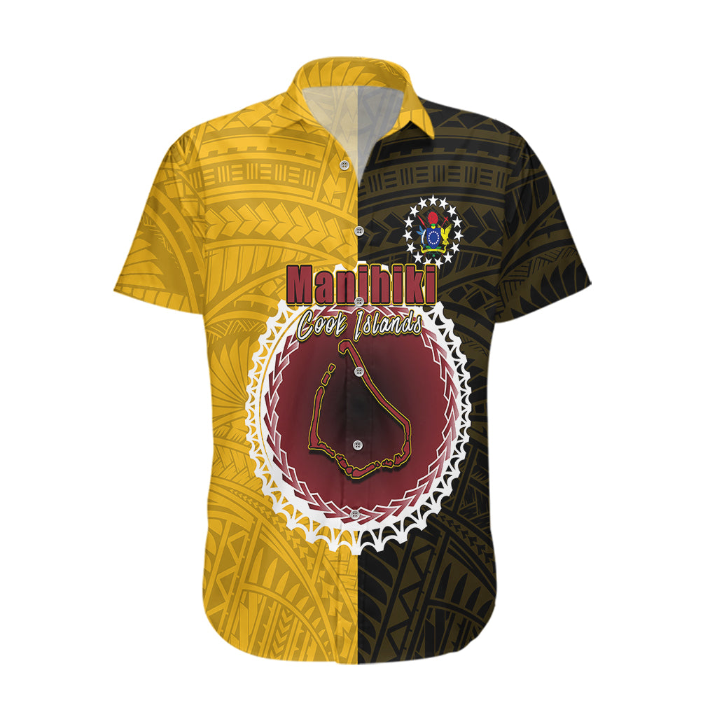 Custom Manihiki Of Cook Islands Hawaiian Shirt Mix Half Black LT6 - Wonder Print Shop