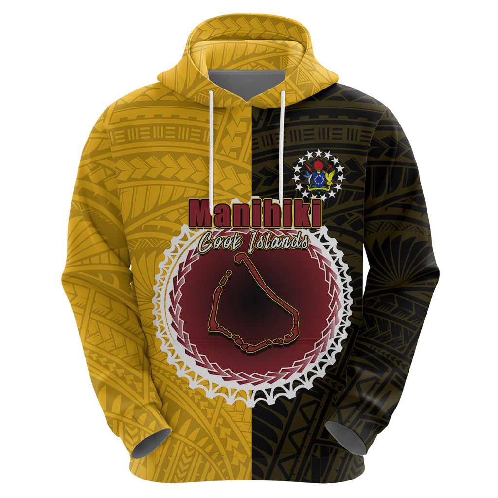 Custom Manihiki Of Cook Islands Hoodie Mix Half Black LT6 - Wonder Print Shop