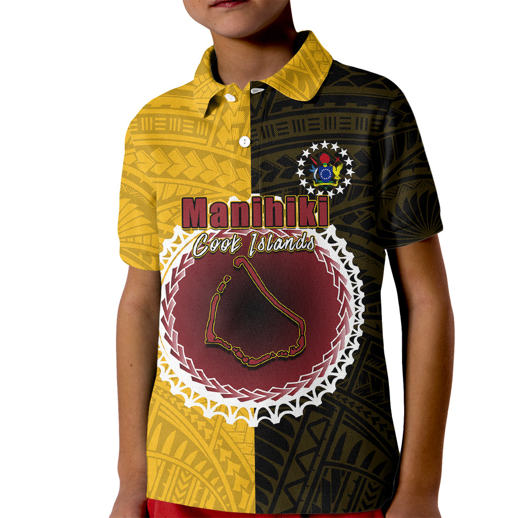 Custom Manihiki Of Cook Islands Kid Polo Shirt Mix Half Black LT6 - Wonder Print Shop