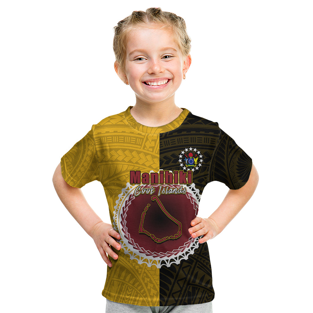 Custom Manihiki Of Cook Islands Kid T Shirt Mix Half Black LT6 - Wonder Print Shop