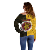 Custom Manihiki Of Cook Islands Off Shoulder Sweater Mix Half Black LT6 - Wonder Print Shop