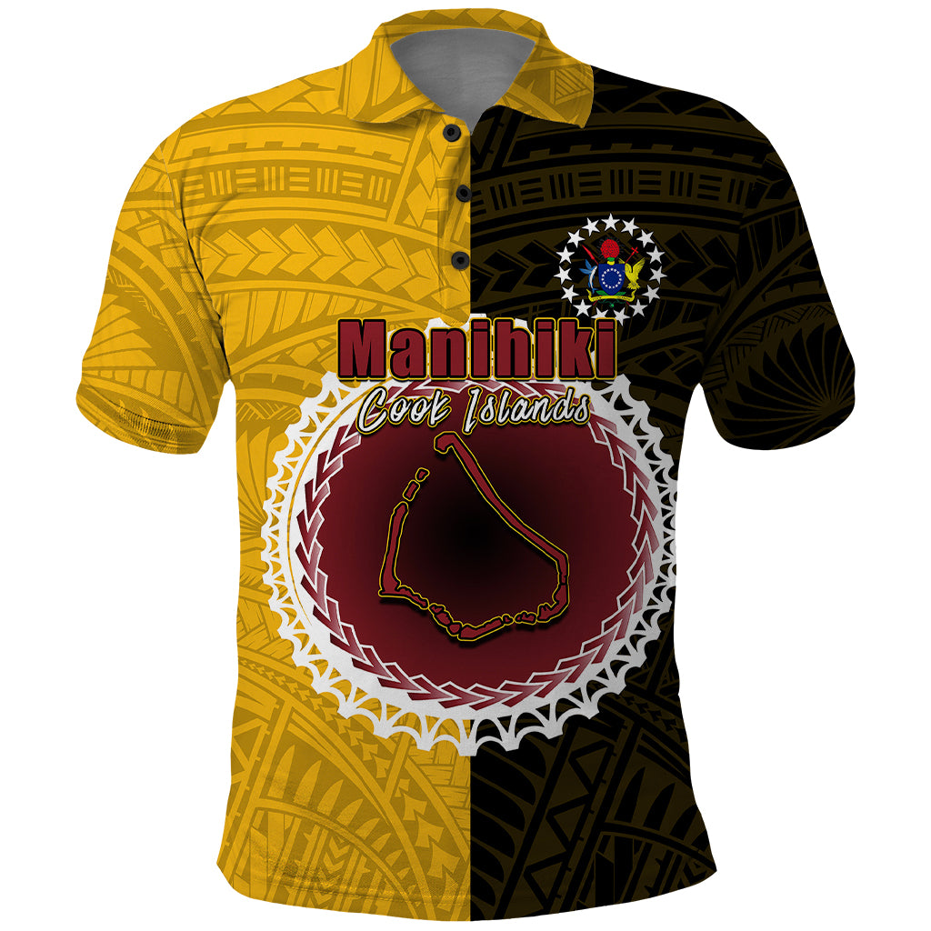 Custom Manihiki Of Cook Islands Polo Shirt Mix Half Black LT6 - Wonder Print Shop