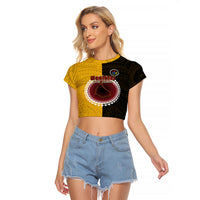 Custom Manihiki Of Cook Islands Raglan Cropped T Shirt Mix Half Black LT6 - Wonder Print Shop