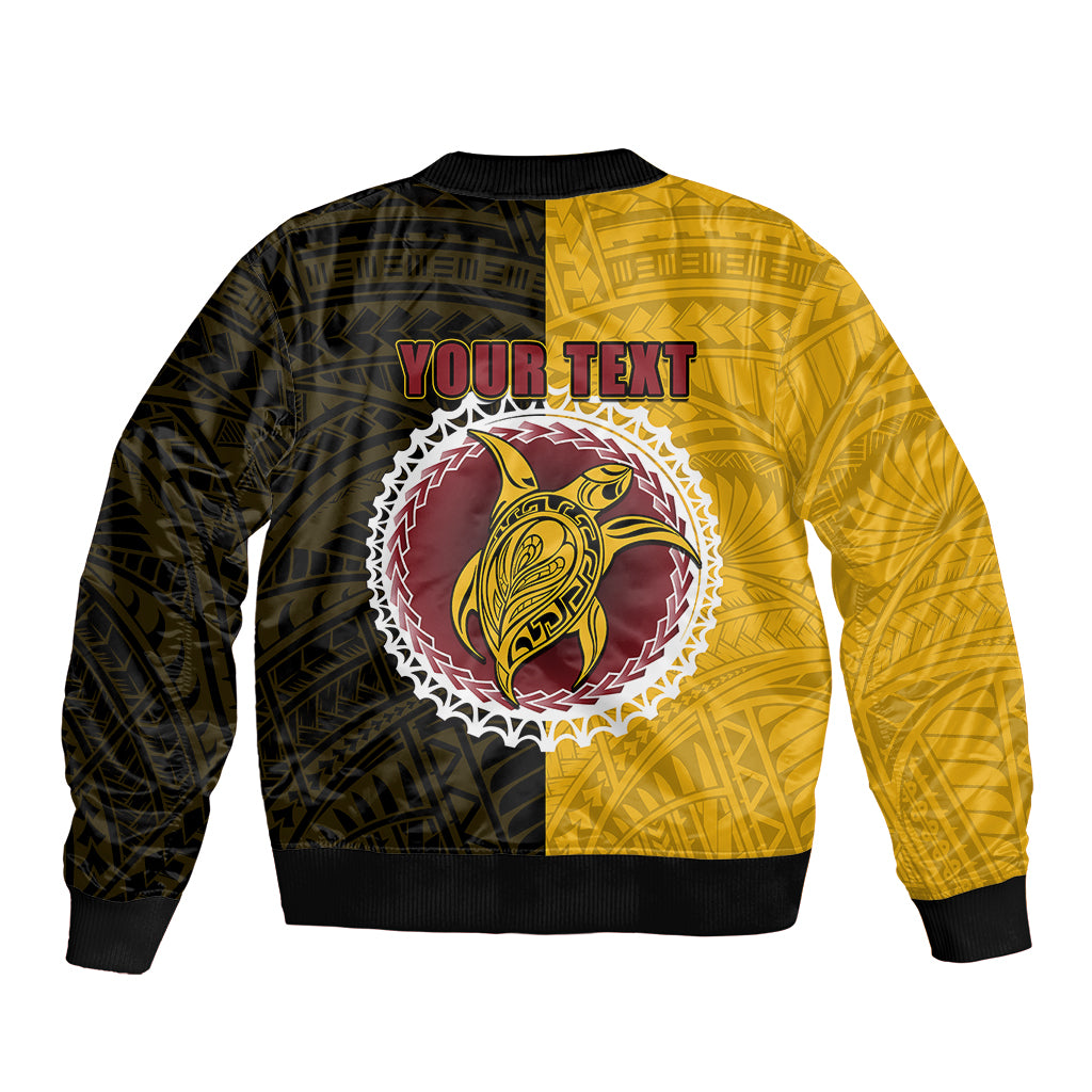 Custom Manihiki Of Cook Islands Sleeve Zip Bomber Jacket Mix Half Black LT6 - Wonder Print Shop