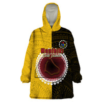 Custom Manihiki Of Cook Islands Wearable Blanket Hoodie Mix Half Black LT6 - Wonder Print Shop