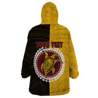 Custom Manihiki Of Cook Islands Wearable Blanket Hoodie Mix Half Black LT6 - Wonder Print Shop