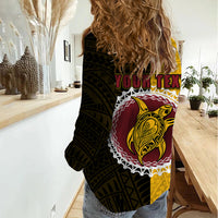 Custom Manihiki Of Cook Islands Women Casual Shirt Mix Half Black LT6 - Wonder Print Shop