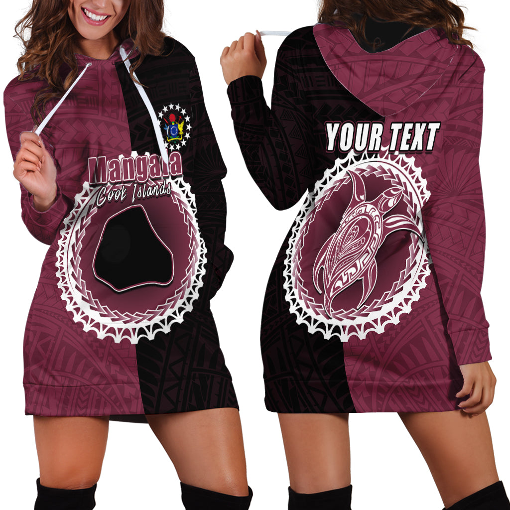 Custom Mangaia Of Cook Islands Hoodie Dress Mix Half Black LT6 - Wonder Print Shop