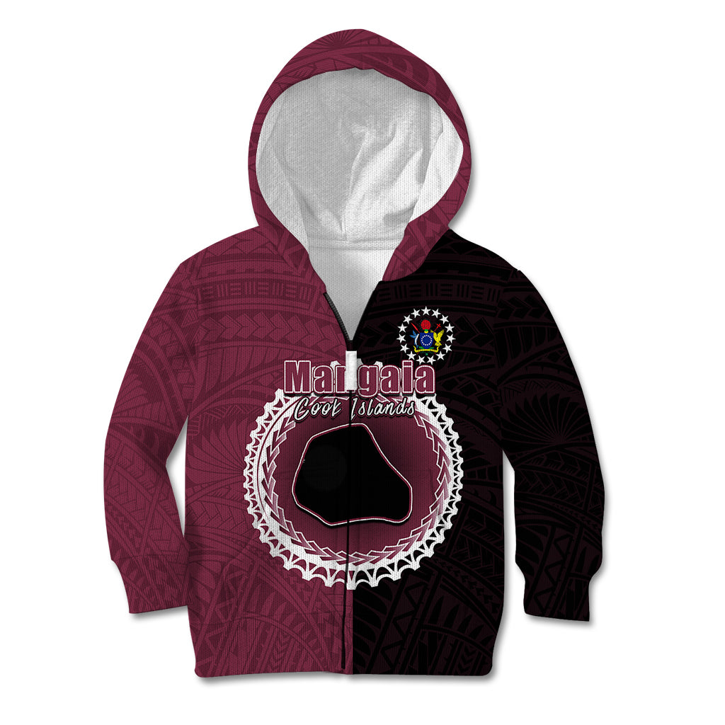 Custom Mangaia Of Cook Islands Kid Hoodie Mix Half Black LT6 - Wonder Print Shop