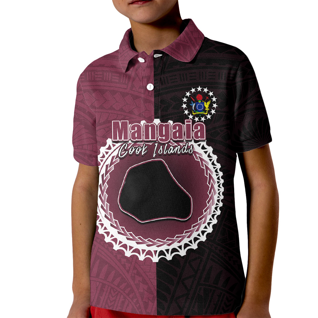 Custom Mangaia Of Cook Islands Kid Polo Shirt Mix Half Black LT6 - Wonder Print Shop