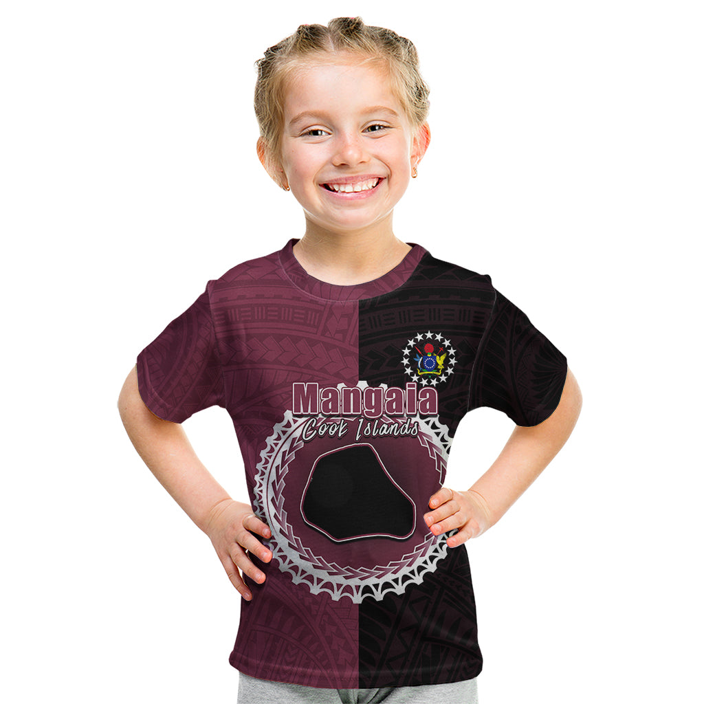 Custom Mangaia Of Cook Islands Kid T Shirt Mix Half Black LT6 - Wonder Print Shop