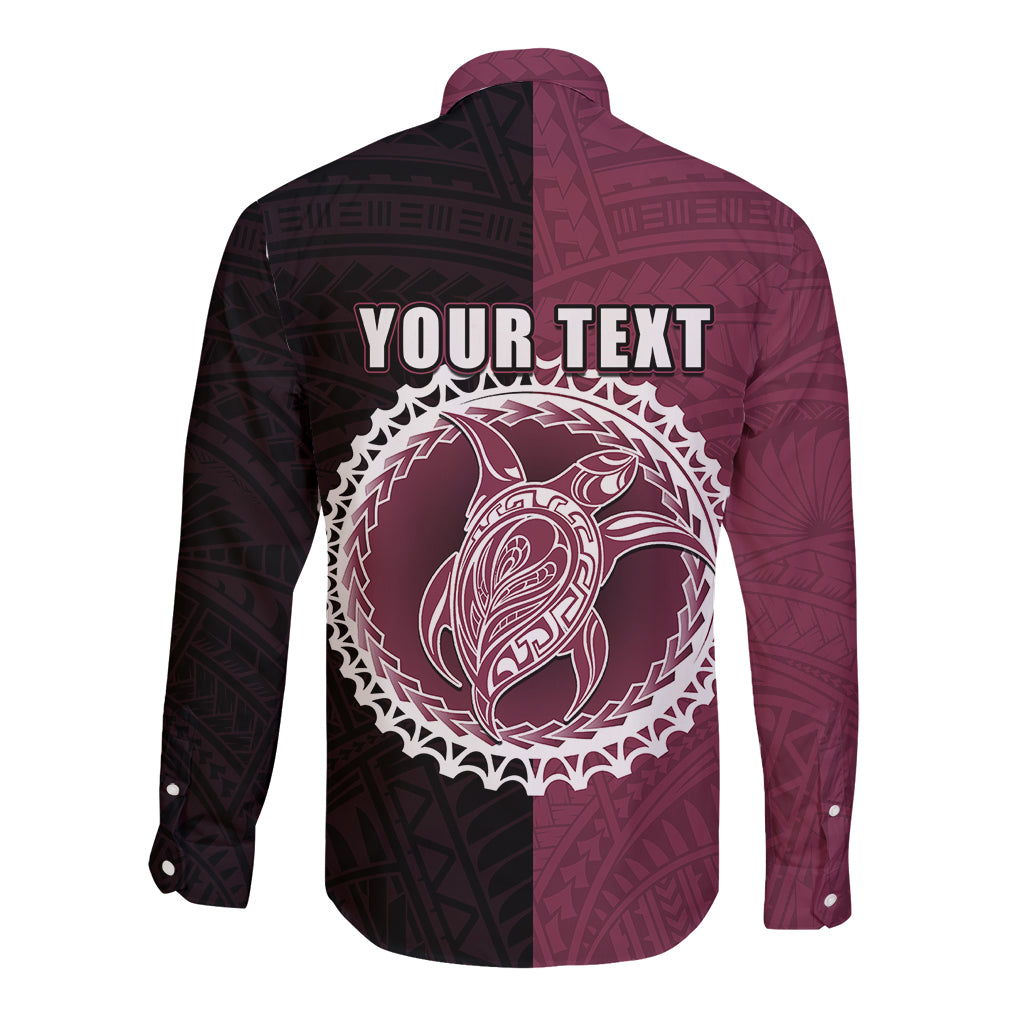 Custom Mangaia Of Cook Islands Long Sleeve Button Shirt Mix Half Black LT6 - Wonder Print Shop