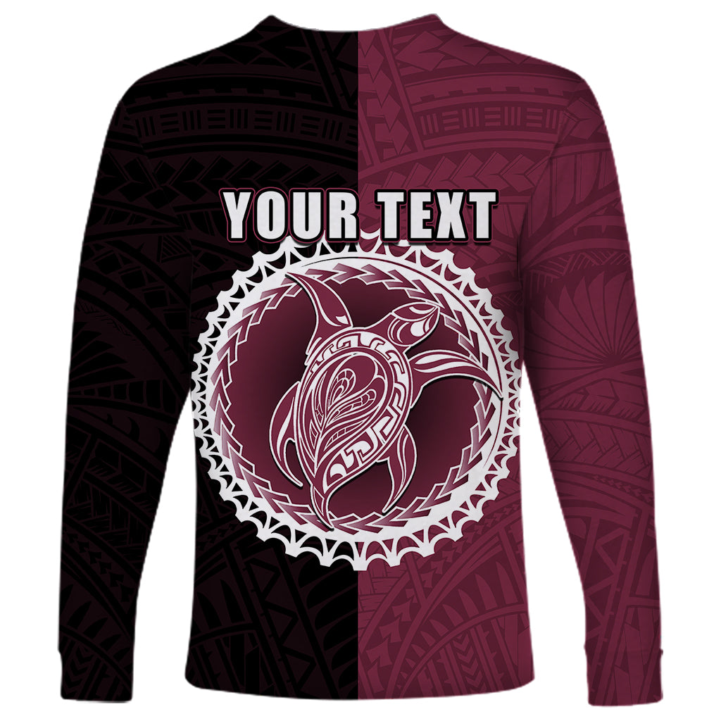 Custom Mangaia Of Cook Islands Long Sleeve Shirt Mix Half Black LT6 - Wonder Print Shop