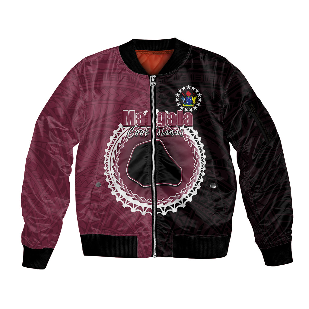 Custom Mangaia Of Cook Islands Sleeve Zip Bomber Jacket Mix Half Black LT6 - Wonder Print Shop