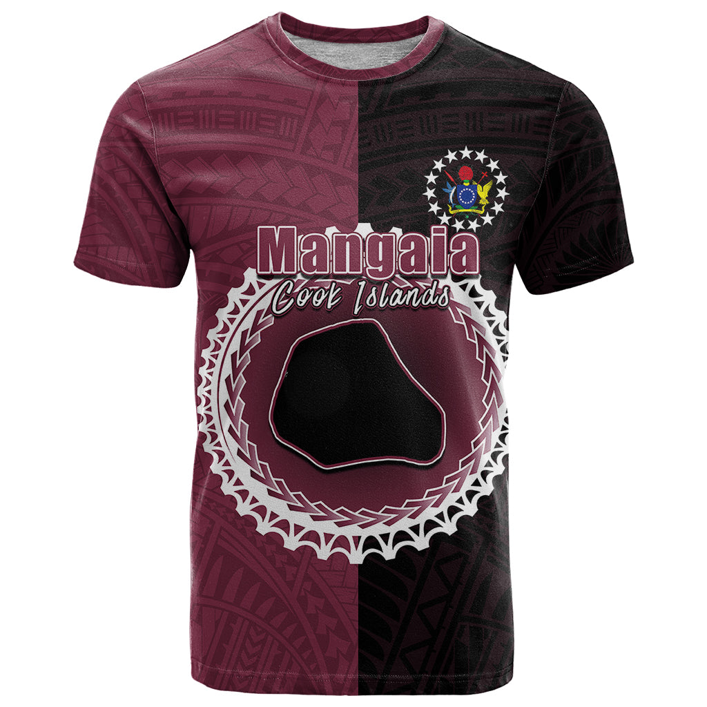 Custom Mangaia Of Cook Islands T Shirt Mix Half Black LT6 - Wonder Print Shop