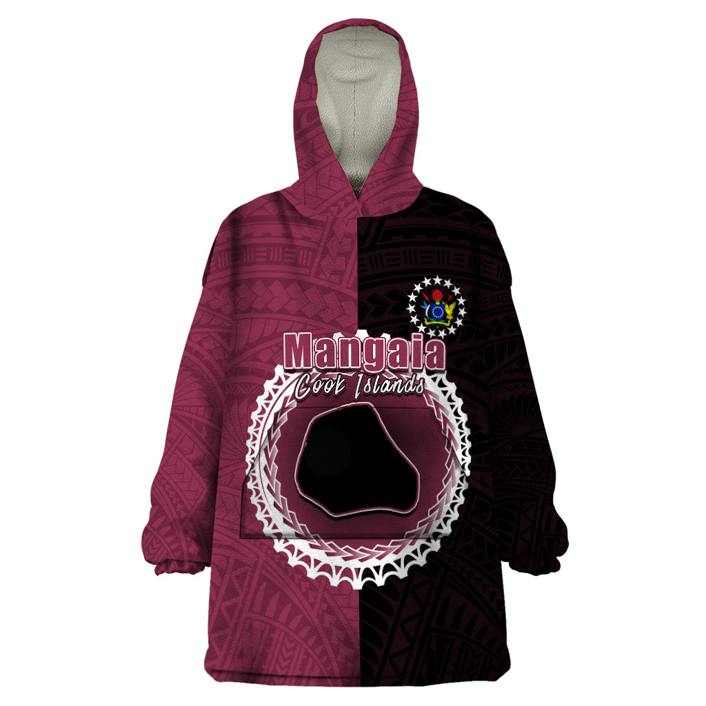 Custom Mangaia Of Cook Islands Wearable Blanket Hoodie Mix Half Black LT6 - Wonder Print Shop
