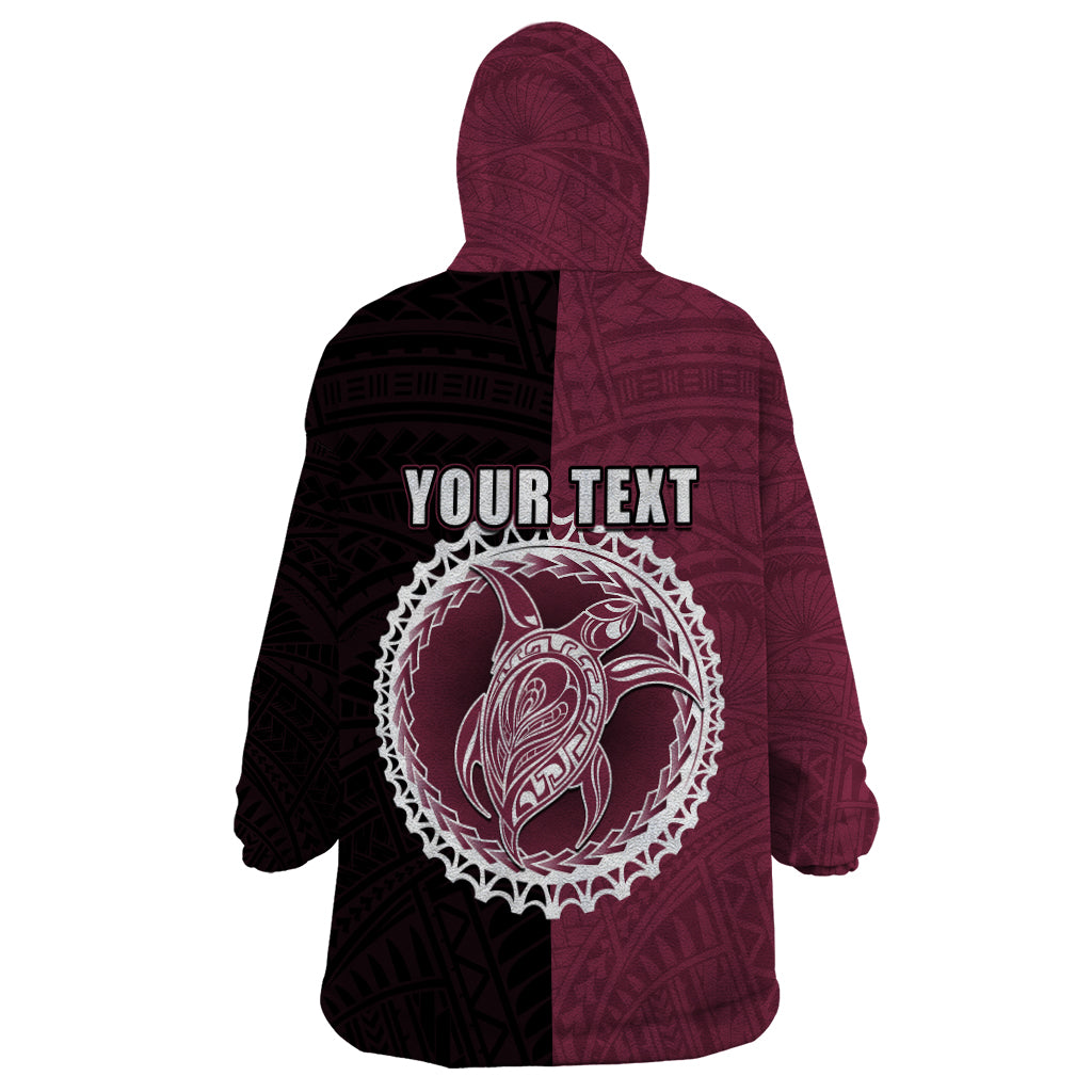 Custom Mangaia Of Cook Islands Wearable Blanket Hoodie Mix Half Black LT6 - Wonder Print Shop