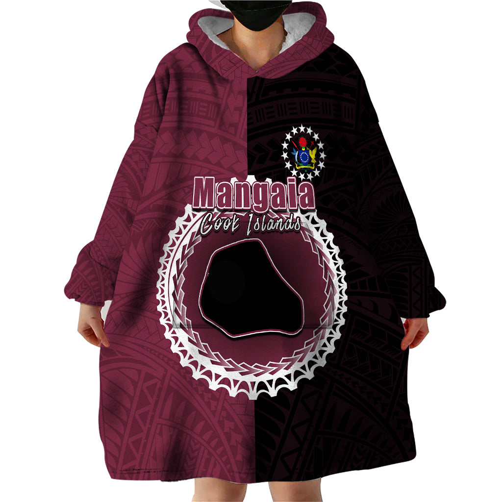 Custom Mangaia Of Cook Islands Wearable Blanket Hoodie Mix Half Black LT6 - Wonder Print Shop