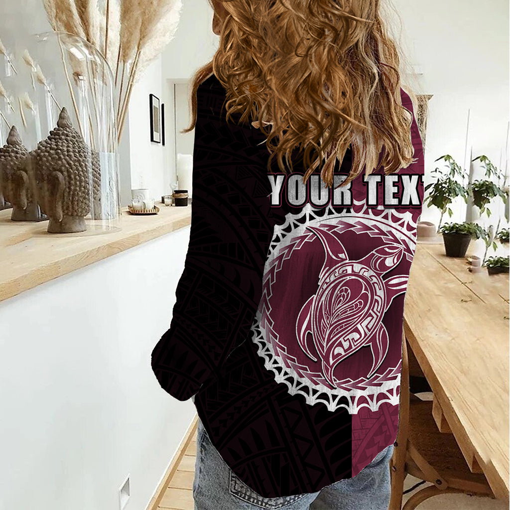 Custom Mangaia Of Cook Islands Women Casual Shirt Mix Half Black LT6 - Wonder Print Shop