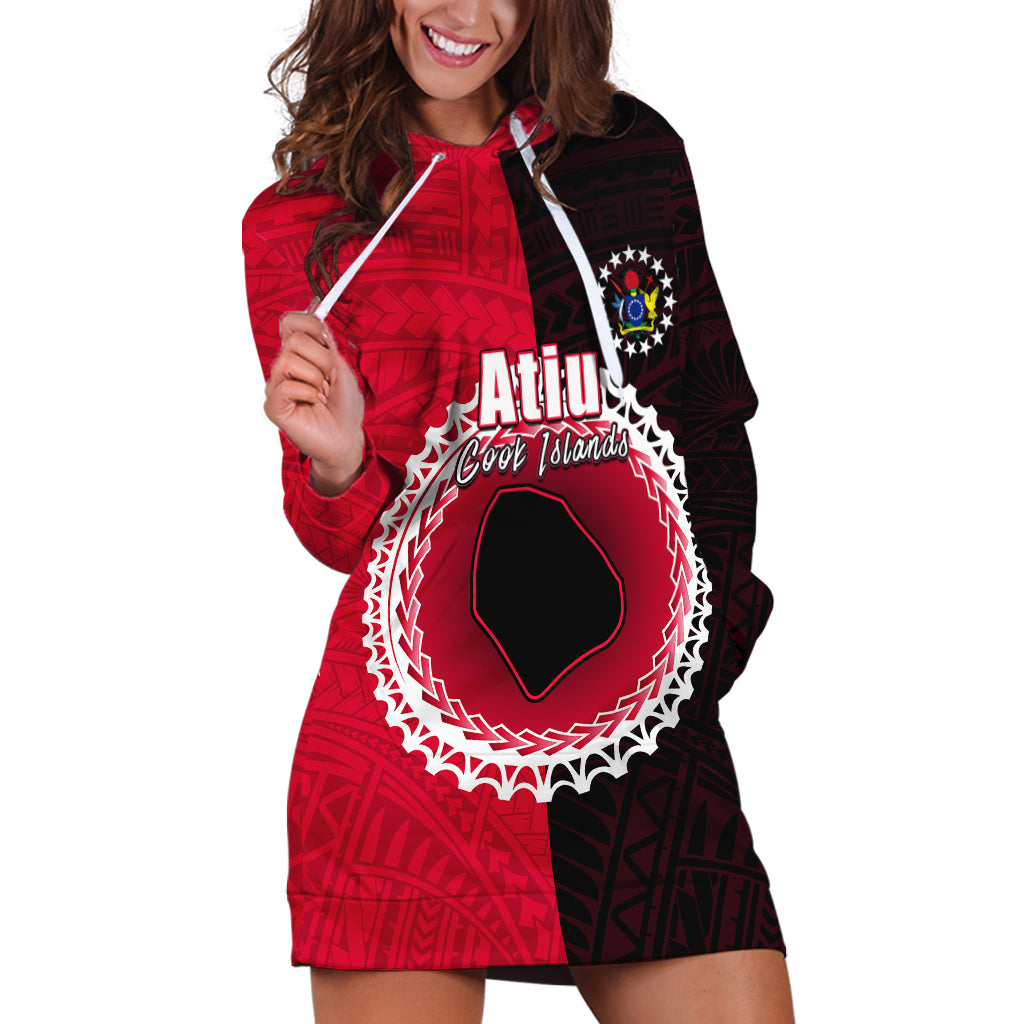 Custom Atiu Of Cook Islands Hoodie Dress Mix Half Black LT6 - Wonder Print Shop