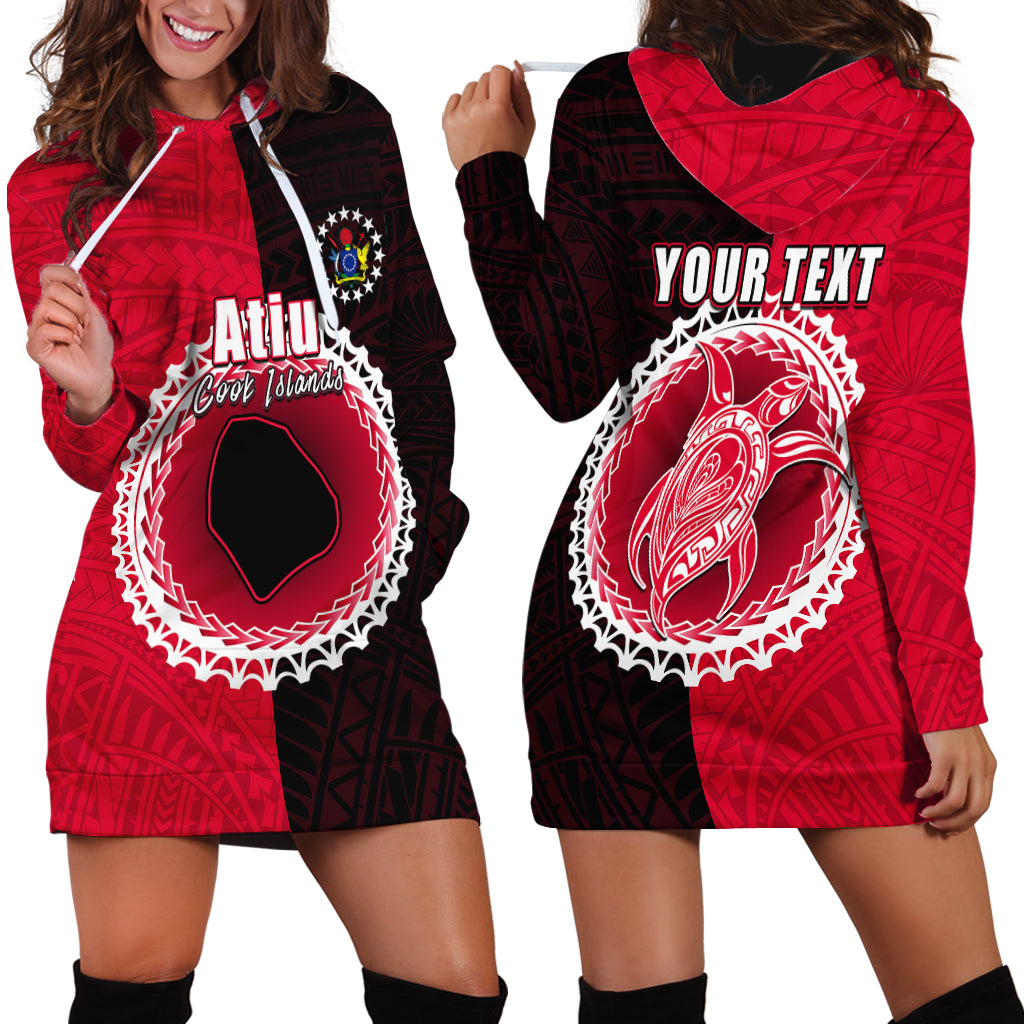 Custom Atiu Of Cook Islands Hoodie Dress Mix Half Black LT6 - Wonder Print Shop