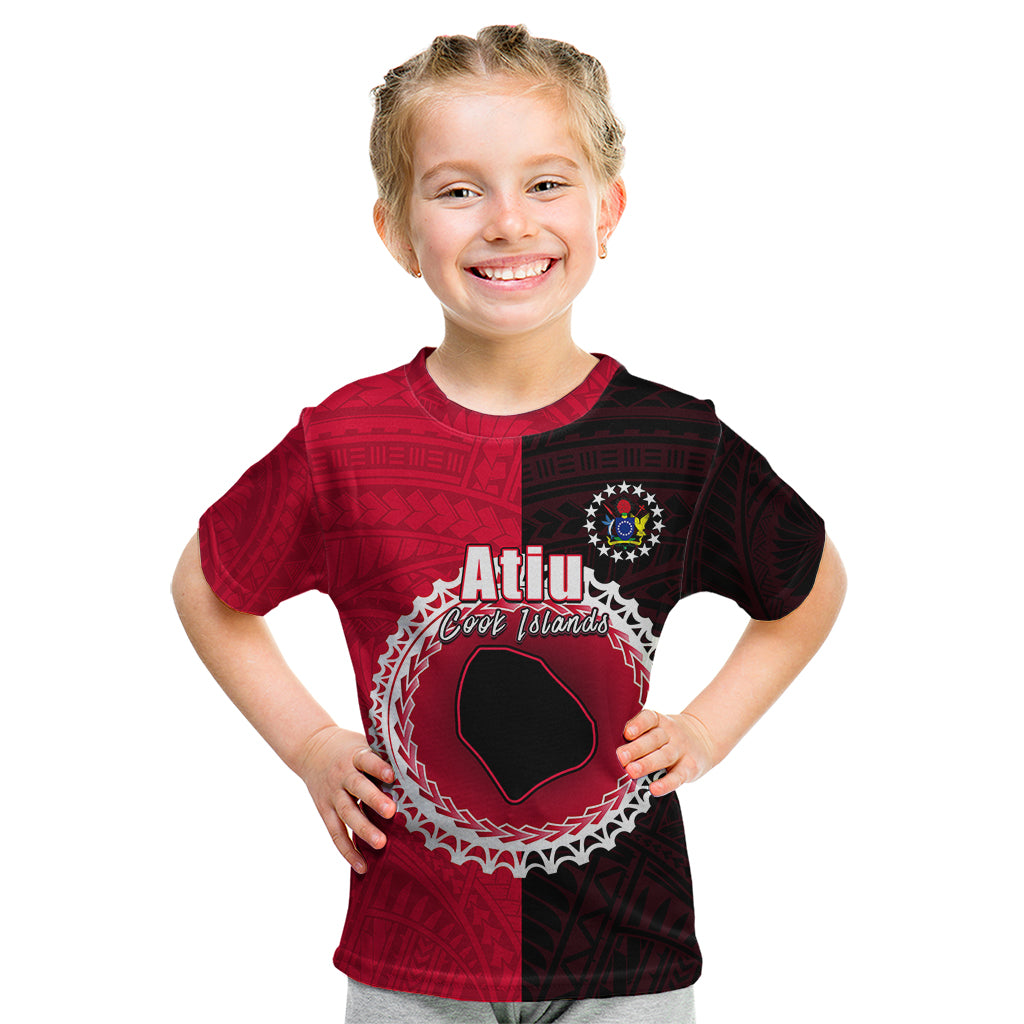 Custom Atiu Of Cook Islands Kid T Shirt Mix Half Black LT6 - Wonder Print Shop