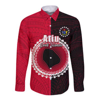 Custom Atiu Of Cook Islands Long Sleeve Button Shirt Mix Half Black LT6 - Wonder Print Shop