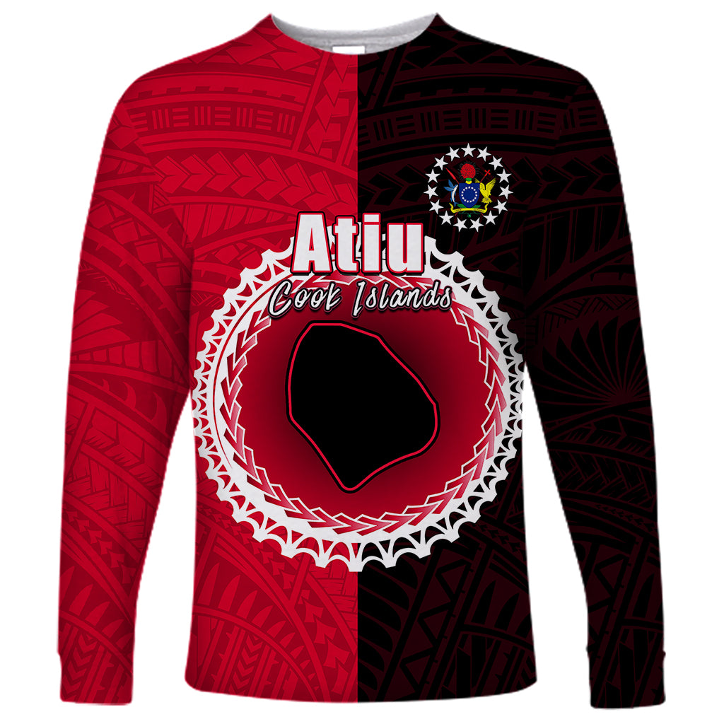 Custom Atiu Of Cook Islands Long Sleeve Shirt Mix Half Black LT6 - Wonder Print Shop