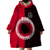 Custom Atiu Of Cook Islands Wearable Blanket Hoodie Mix Half Black LT6 - Wonder Print Shop