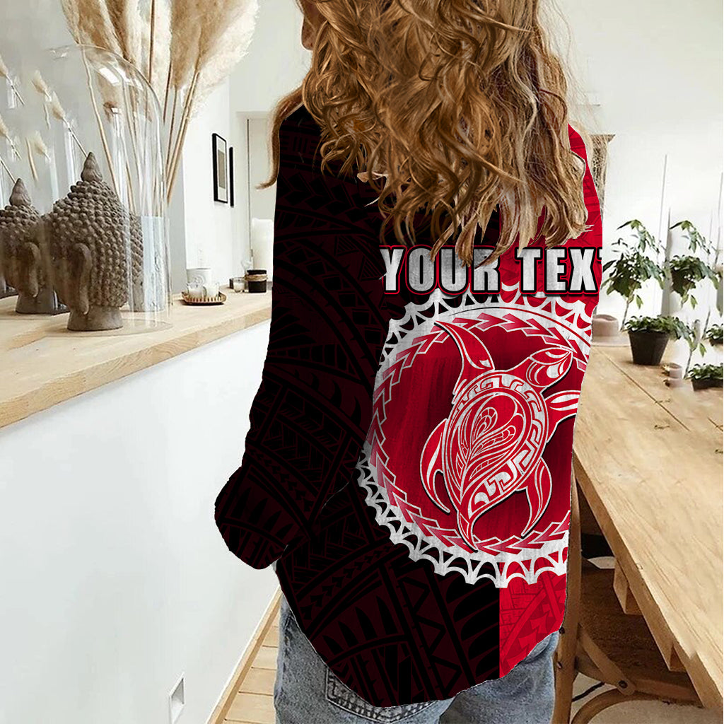 Custom Atiu Of Cook Islands Women Casual Shirt Mix Half Black LT6 - Wonder Print Shop