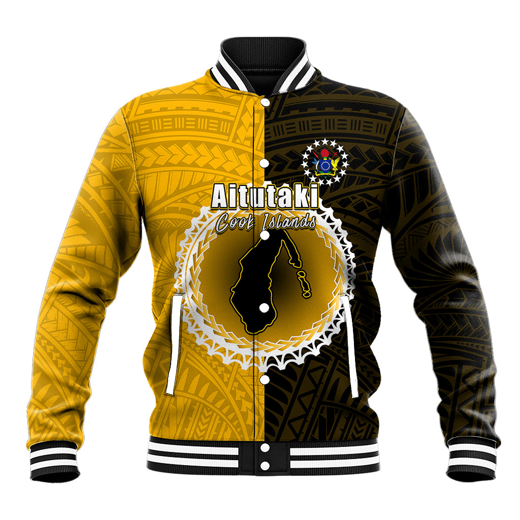 Custom Atutaki Of Cook Islands Baseball Jacket Mix Half Black LT6 - Wonder Print Shop