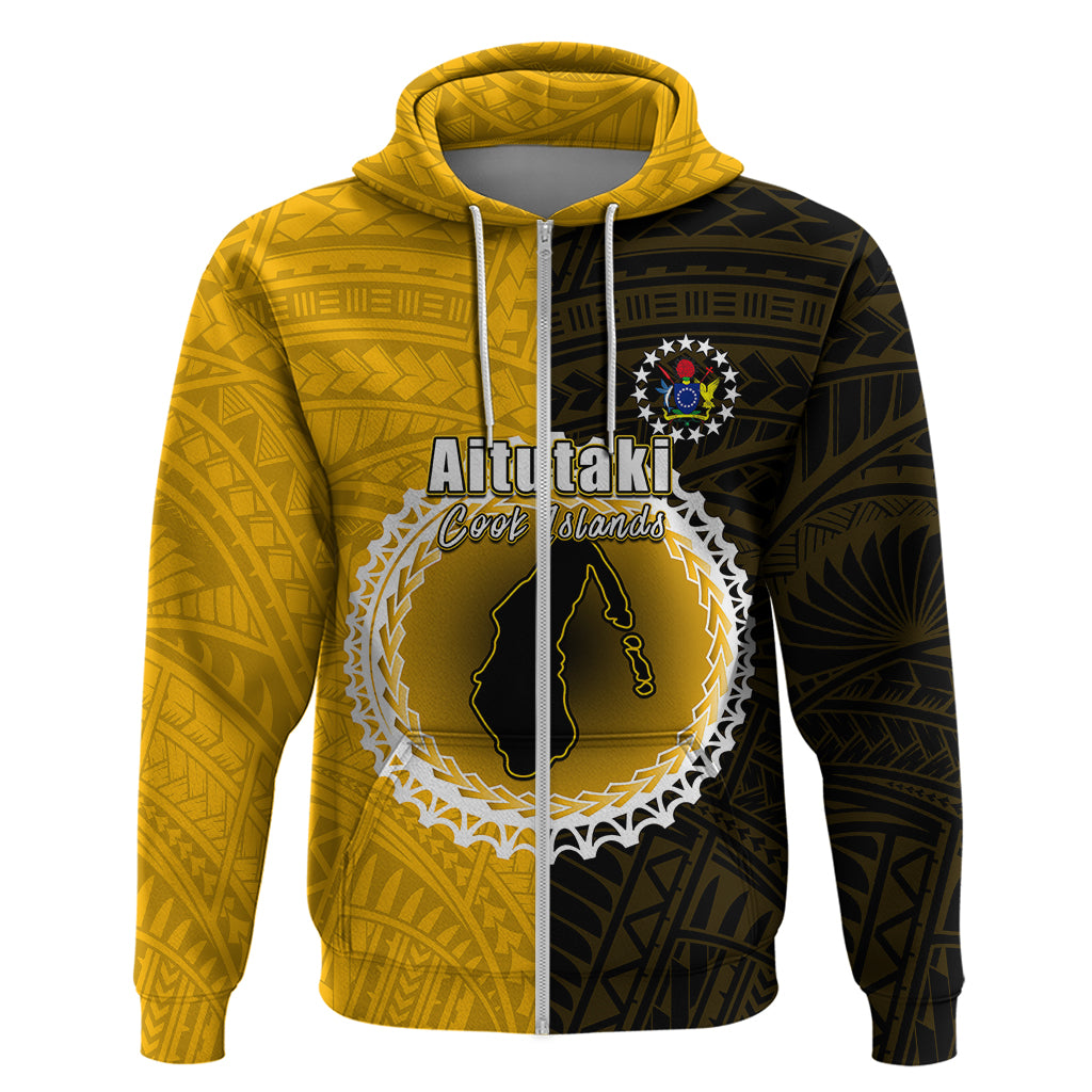 Custom Atutaki Of Cook Islands Hoodie Mix Half Black LT6 - Wonder Print Shop