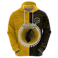 Custom Atutaki Of Cook Islands Hoodie Mix Half Black LT6 - Wonder Print Shop