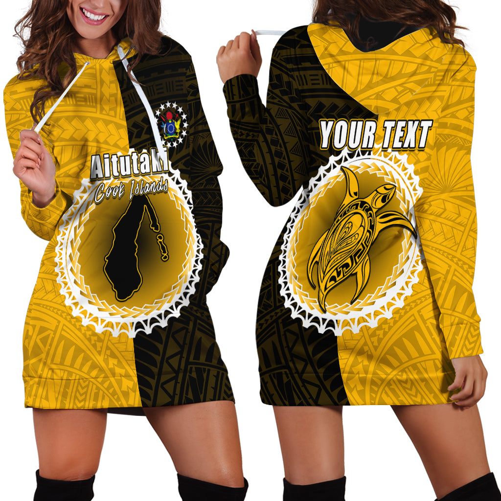 Custom Atutaki Of Cook Islands Hoodie Dress Mix Half Black LT6 - Wonder Print Shop