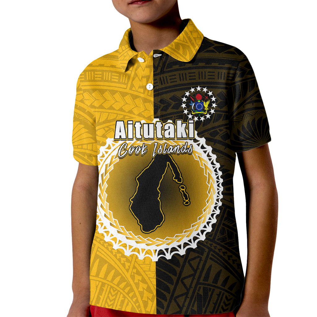 Custom Atutaki Of Cook Islands Kid Polo Shirt Mix Half Black LT6 - Wonder Print Shop