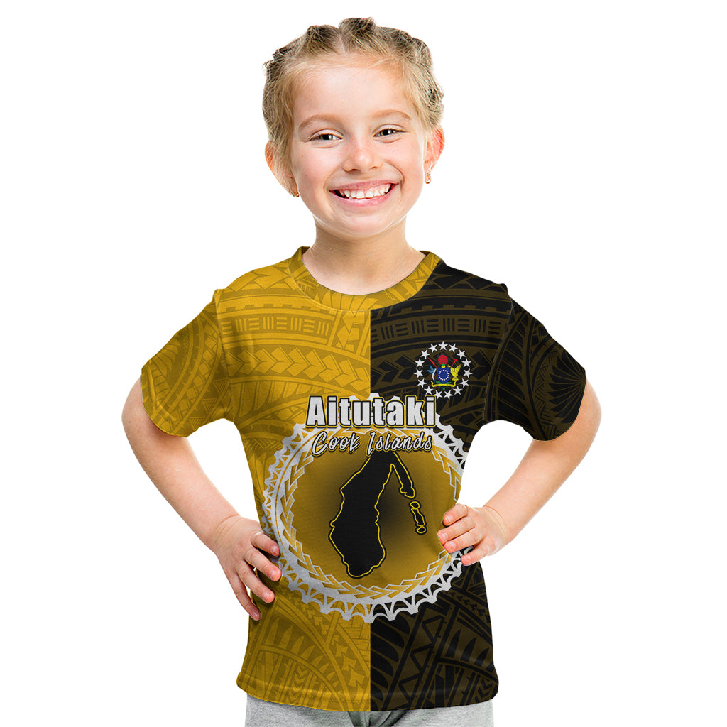 Custom Atutaki Of Cook Islands Kid T Shirt Mix Half Black LT6 - Wonder Print Shop