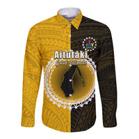 Custom Atutaki Of Cook Islands Long Sleeve Button Shirt Mix Half Black LT6 - Wonder Print Shop