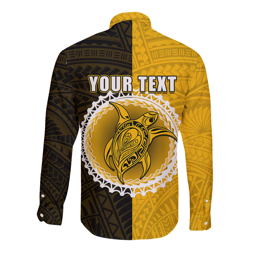 Custom Atutaki Of Cook Islands Long Sleeve Button Shirt Mix Half Black LT6 - Wonder Print Shop