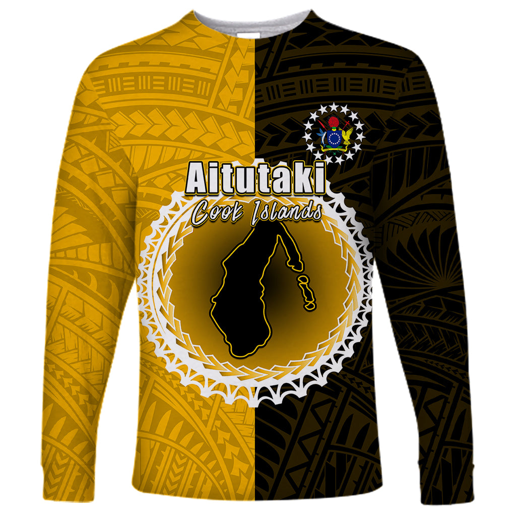 Custom Atutaki Of Cook Islands Long Sleeve Shirt Mix Half Black LT6 - Wonder Print Shop