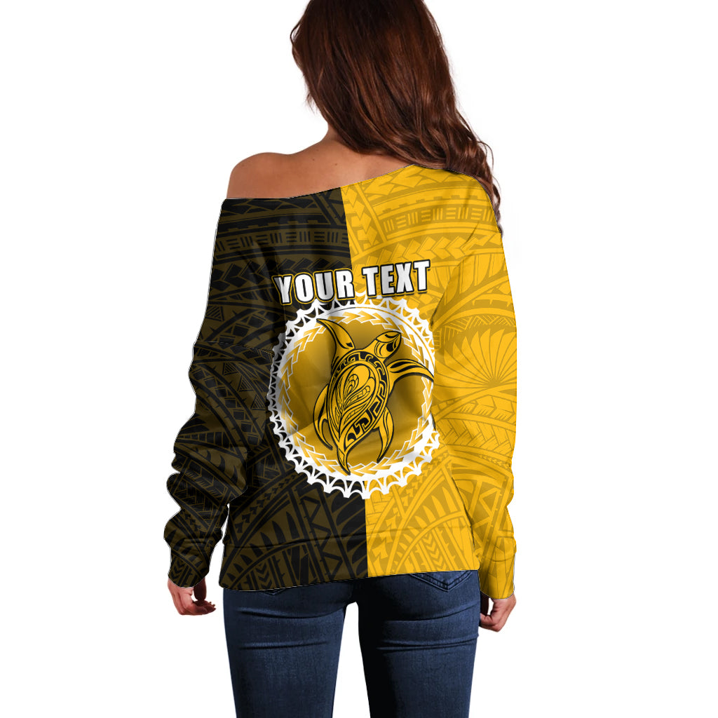 Custom Atutaki Of Cook Islands Off Shoulder Sweater Mix Half Black LT6 - Wonder Print Shop