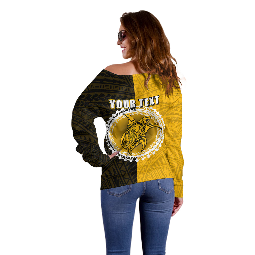 Custom Atutaki Of Cook Islands Off Shoulder Sweater Mix Half Black LT6 - Wonder Print Shop