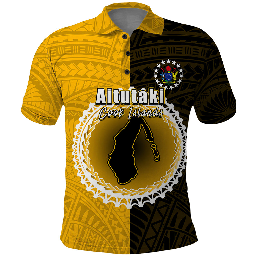 Custom Atutaki Of Cook Islands Polo Shirt Mix Half Black LT6 - Wonder Print Shop