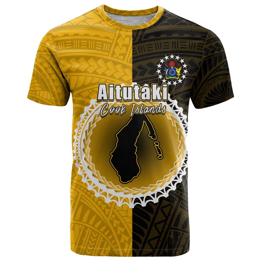 Custom Atutaki Of Cook Islands T Shirt Mix Half Black LT6 - Wonder Print Shop