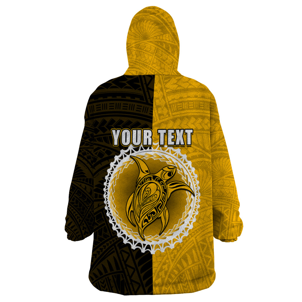 Custom Atutaki Of Cook Islands Wearable Blanket Hoodie Mix Half Black LT6 - Wonder Print Shop