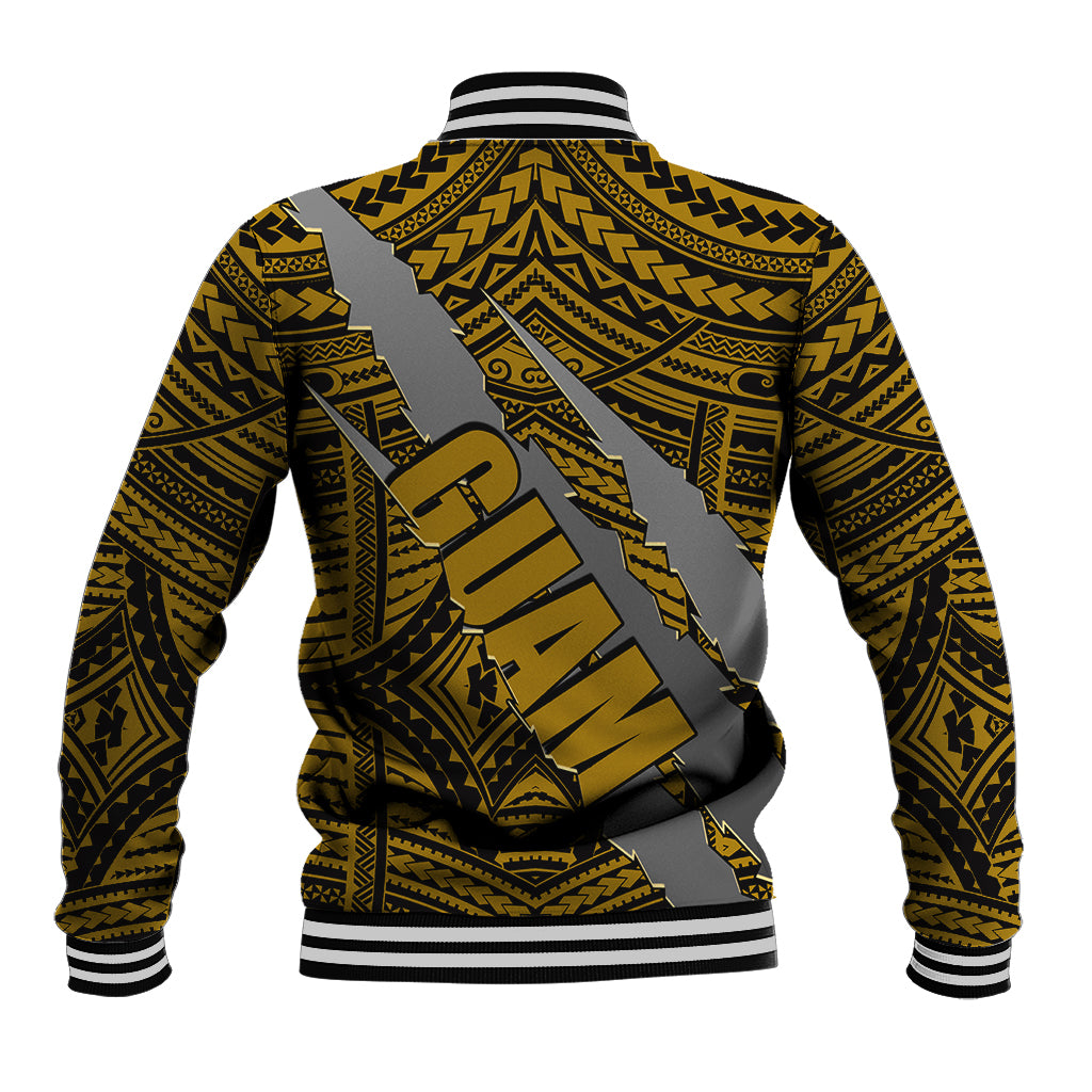 Polynesian Guam Baseball Jacket with Coat Of Arms Claws Style - Gold LT6 - Wonder Print Shop