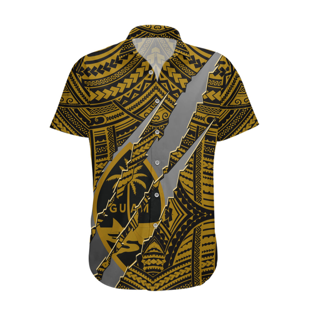 Polynesian Guam Hawaiian Shirt with Coat Of Arms Claws Style - Gold LT6 - Wonder Print Shop