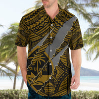 Polynesian Guam Hawaiian Shirt with Coat Of Arms Claws Style - Gold LT6 - Wonder Print Shop