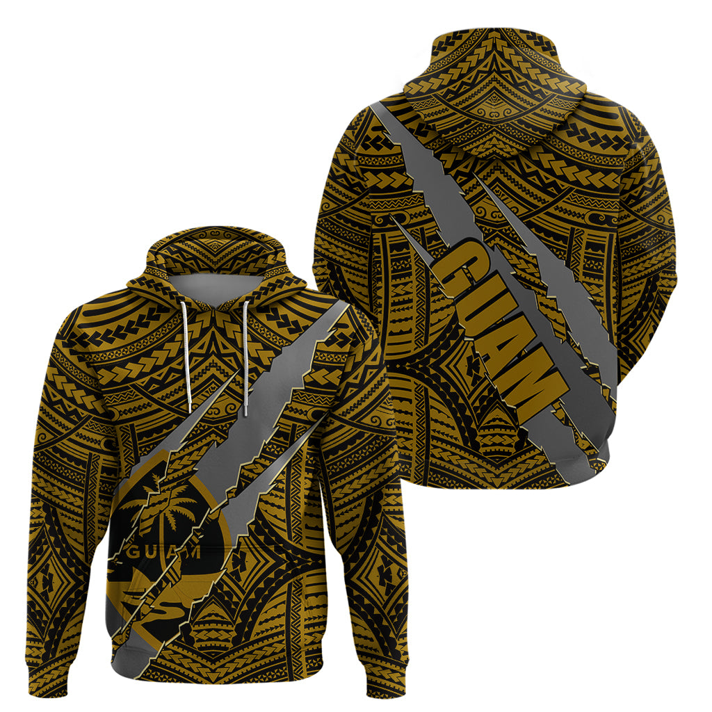Polynesian Guam Hoodie with Coat Of Arms Claws Style - Gold LT6 - Wonder Print Shop