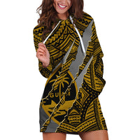 Polynesian Guam Hoodie Dress with Coat Of Arms Claws Style - Gold LT6 - Wonder Print Shop